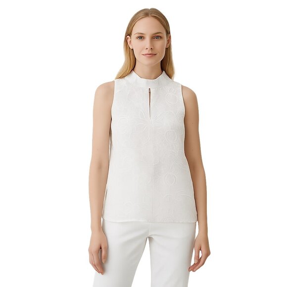 White House Black Market Tops - NWT White House Black Market Sleeveless Mock Neck Embroidered Top 2